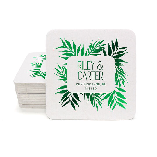 Palm Leaves Square Coasters